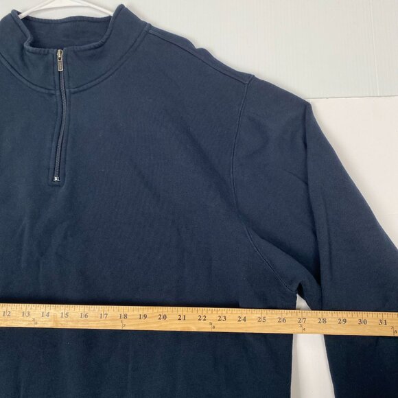 L.L Bean Men's Cotton Sweater Size 2XL Tall Navy Blue Long Sleeve 1/2 Zip Pocket - Picture 5 of 10
